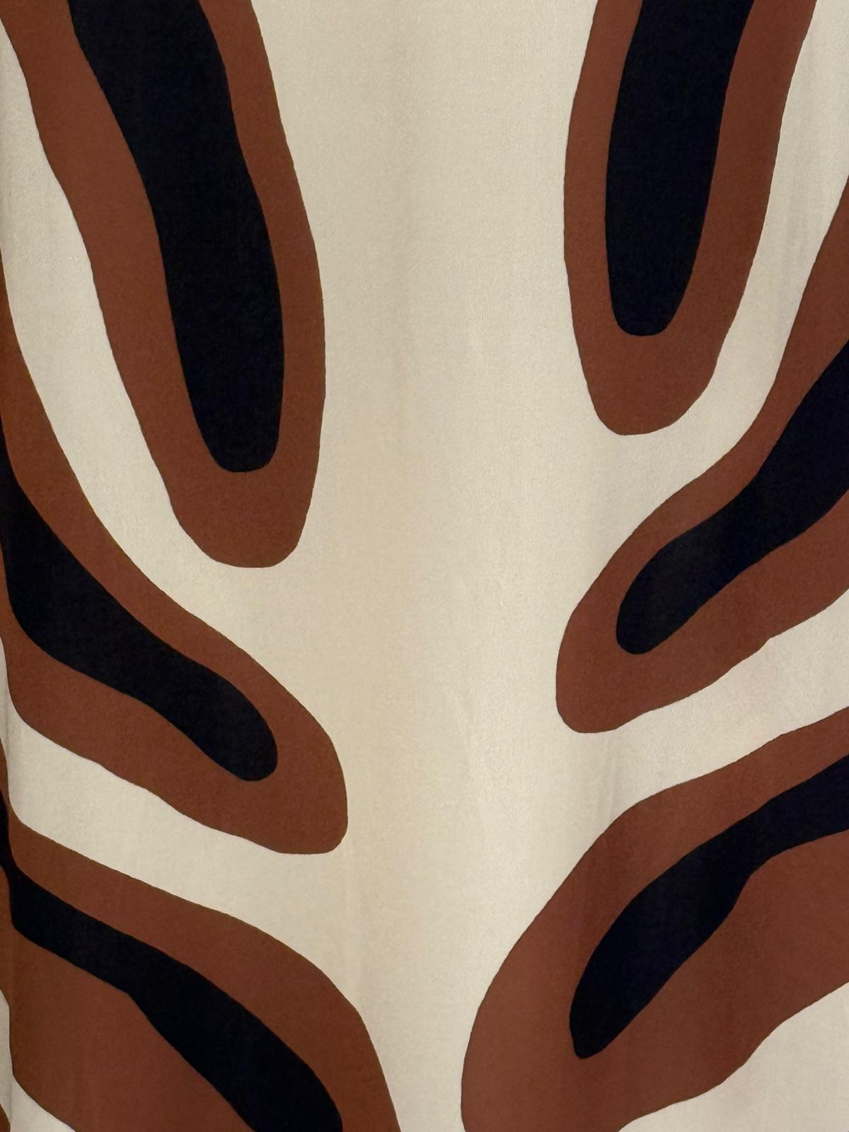 Vestido Maxi punto de seda Print Ondas — Estampado Abstracto