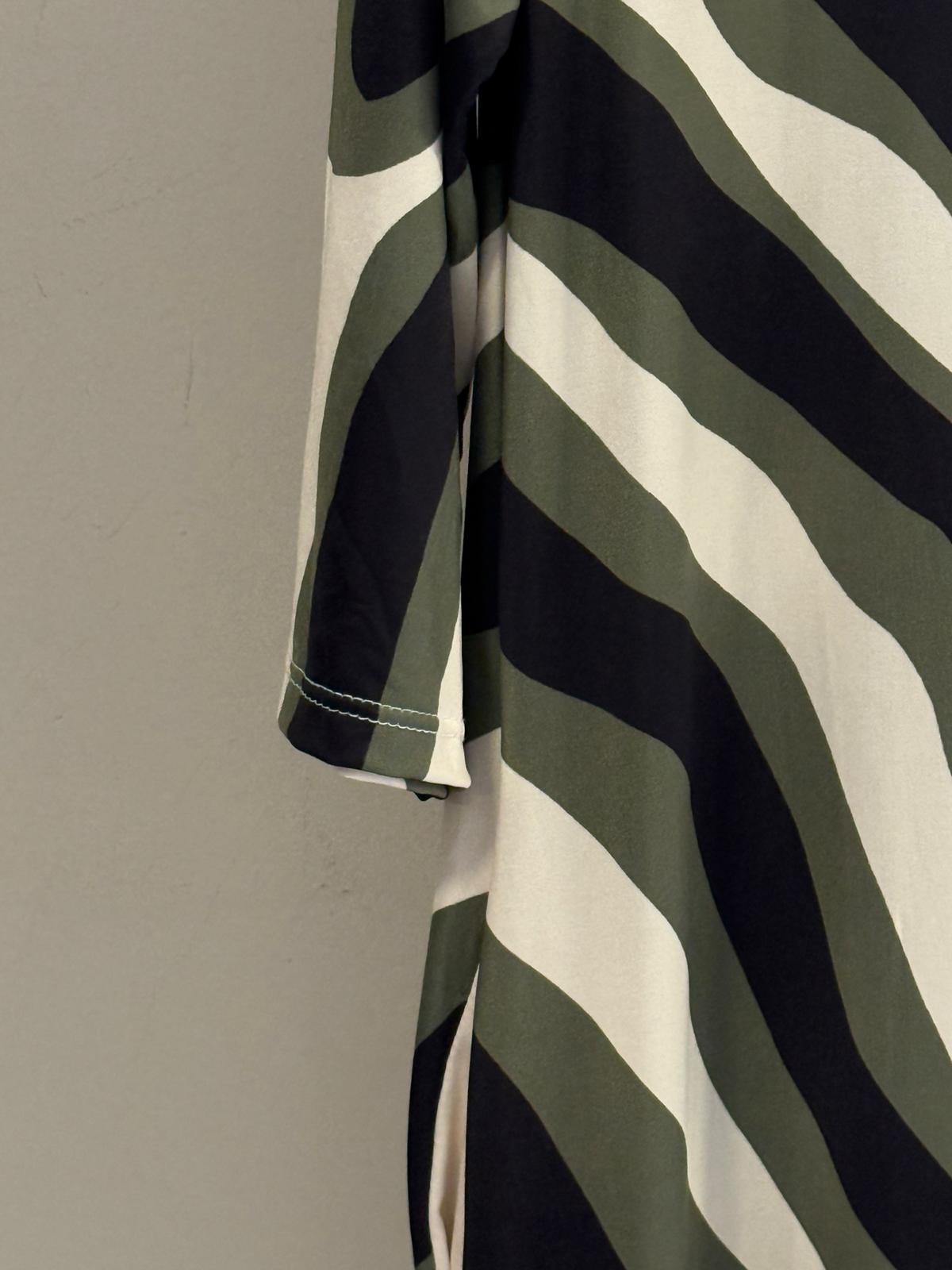 Vestido Maxi punto de seda Print Ondas — Estampado Abstracto