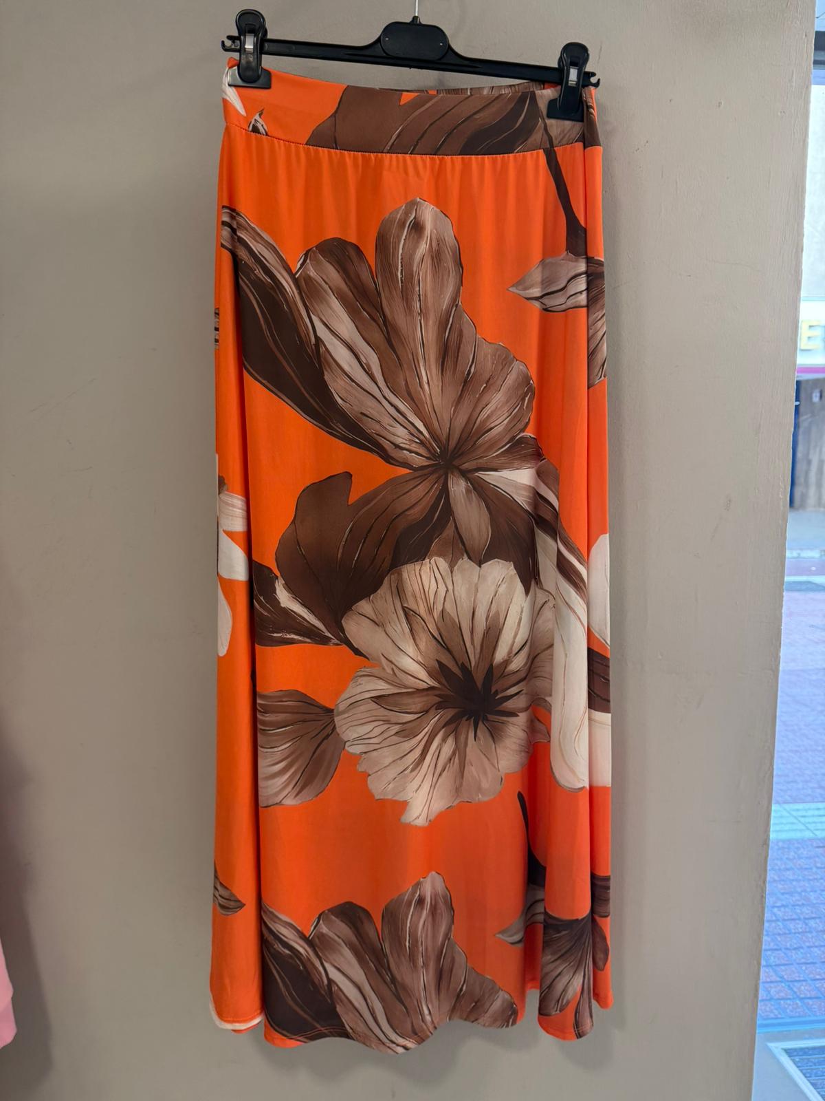Falda Maxi Floral Tropical con Cintura Elástica