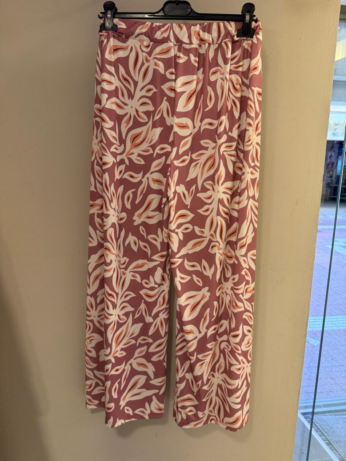 Pantalón palazzo estampado hojas