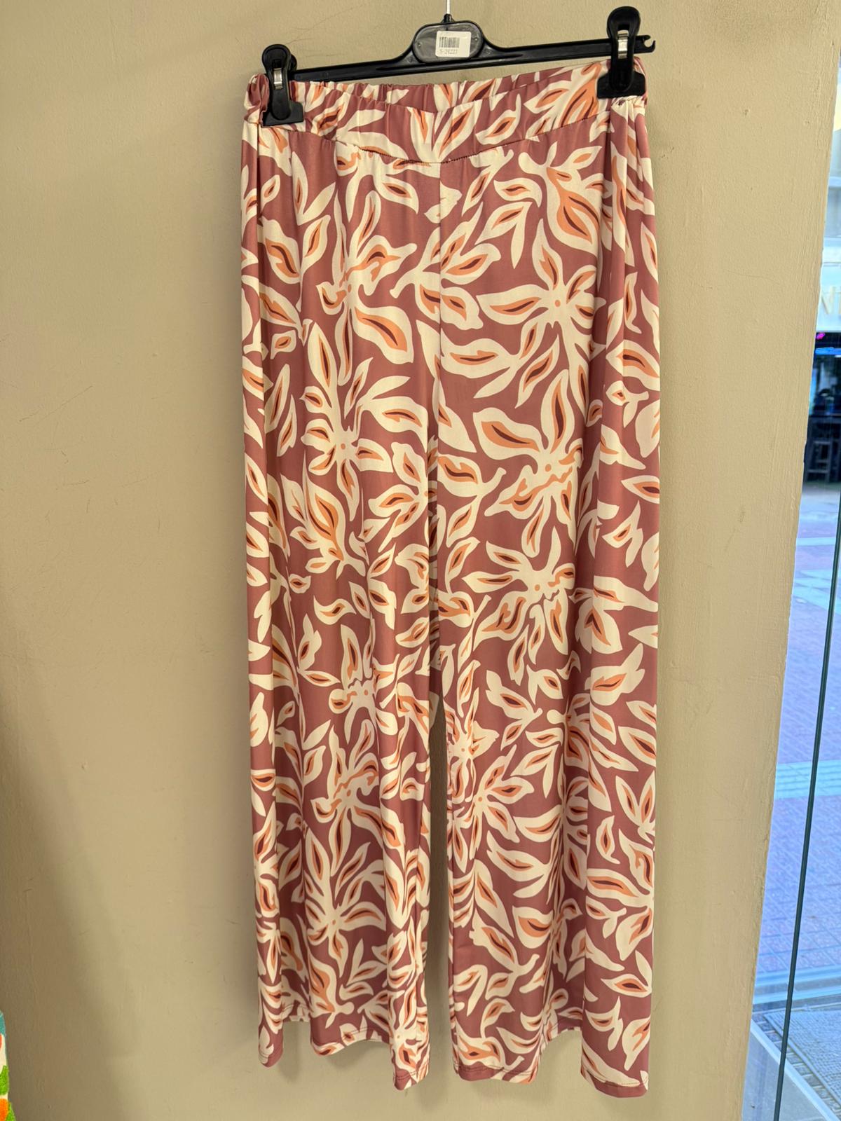 Pantalón palazzo estampado hojas