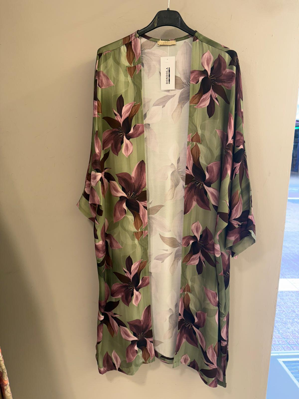 Kimono Largo Floral Clemátide