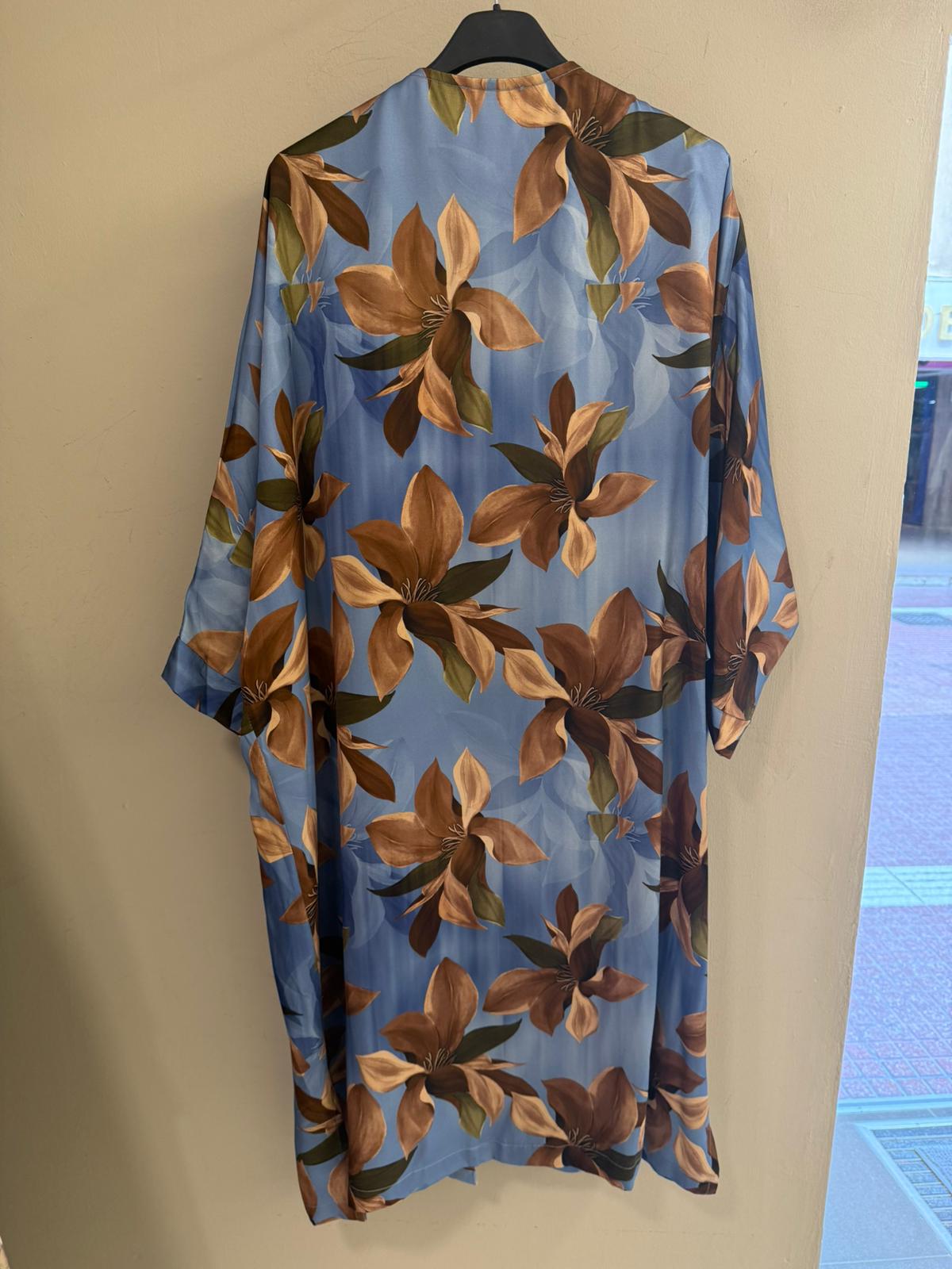 Kimono Largo Floral Clemátide