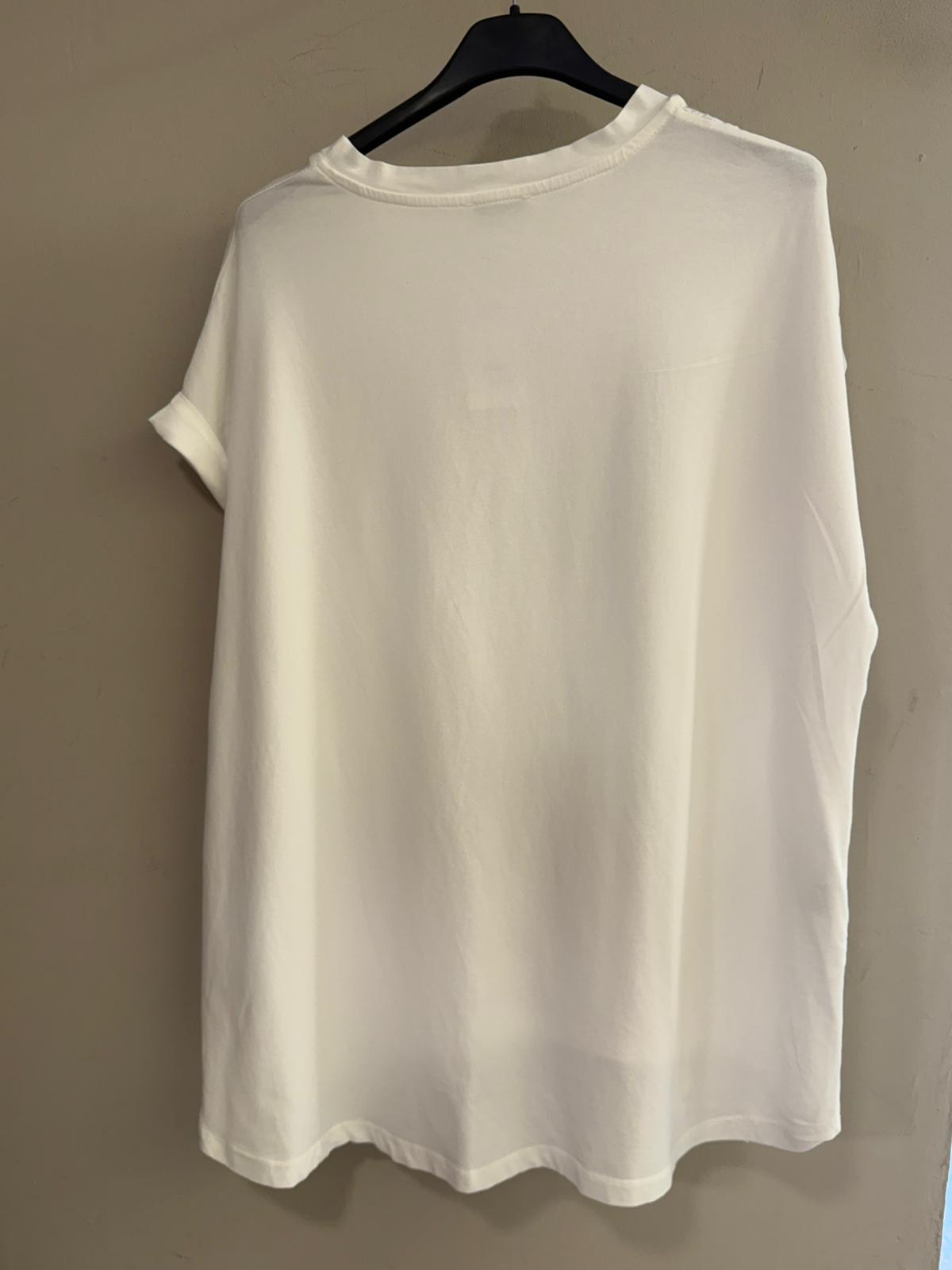 Camiseta Oversize Satinada Cuello Redondo