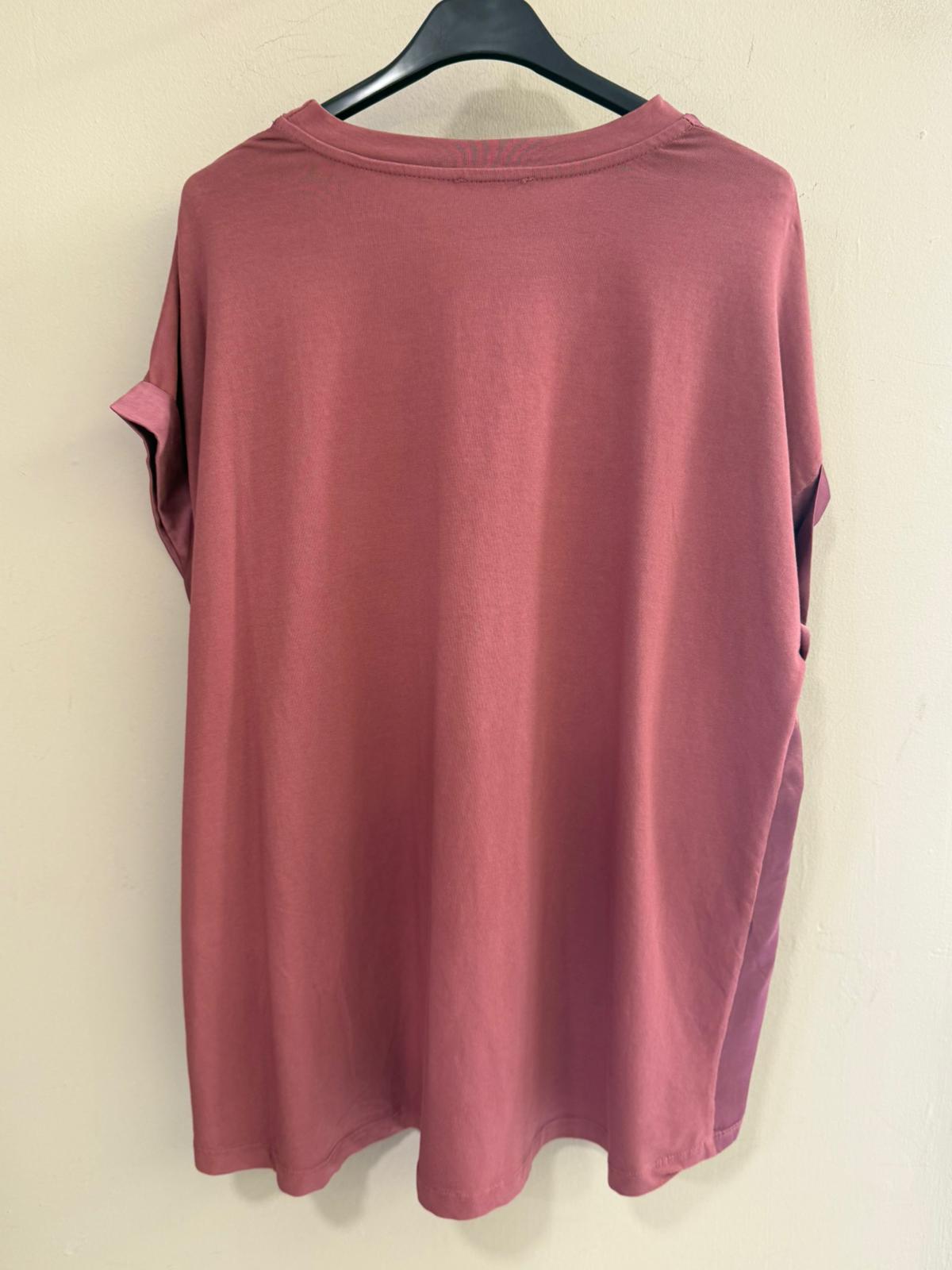 Camiseta Oversize Satinada Cuello Redondo