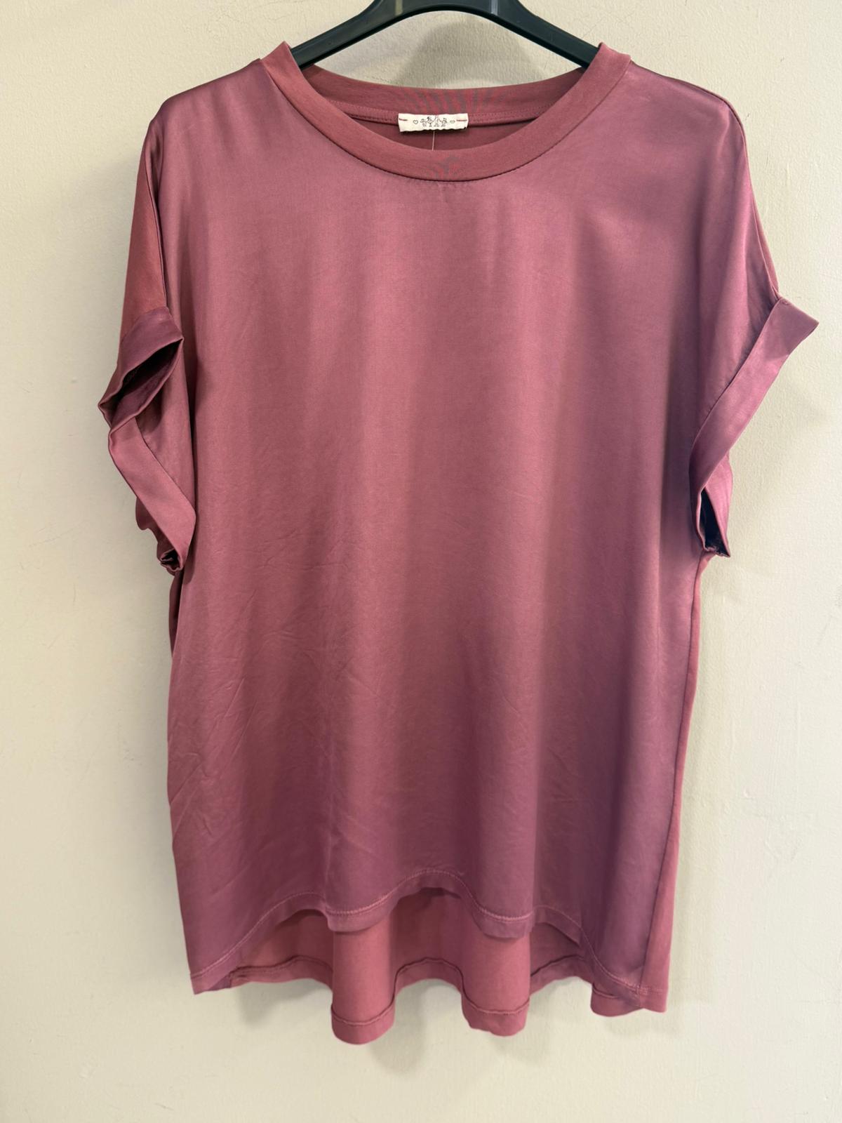 Camiseta Oversize Satinada Cuello Redondo