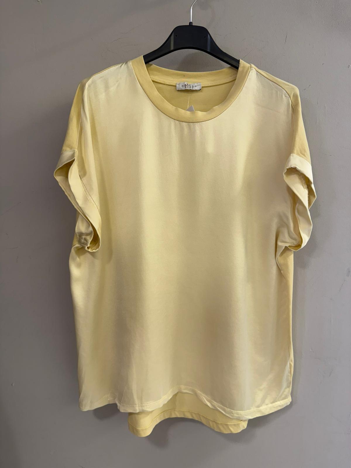 Camiseta Oversize Satinada Cuello Redondo