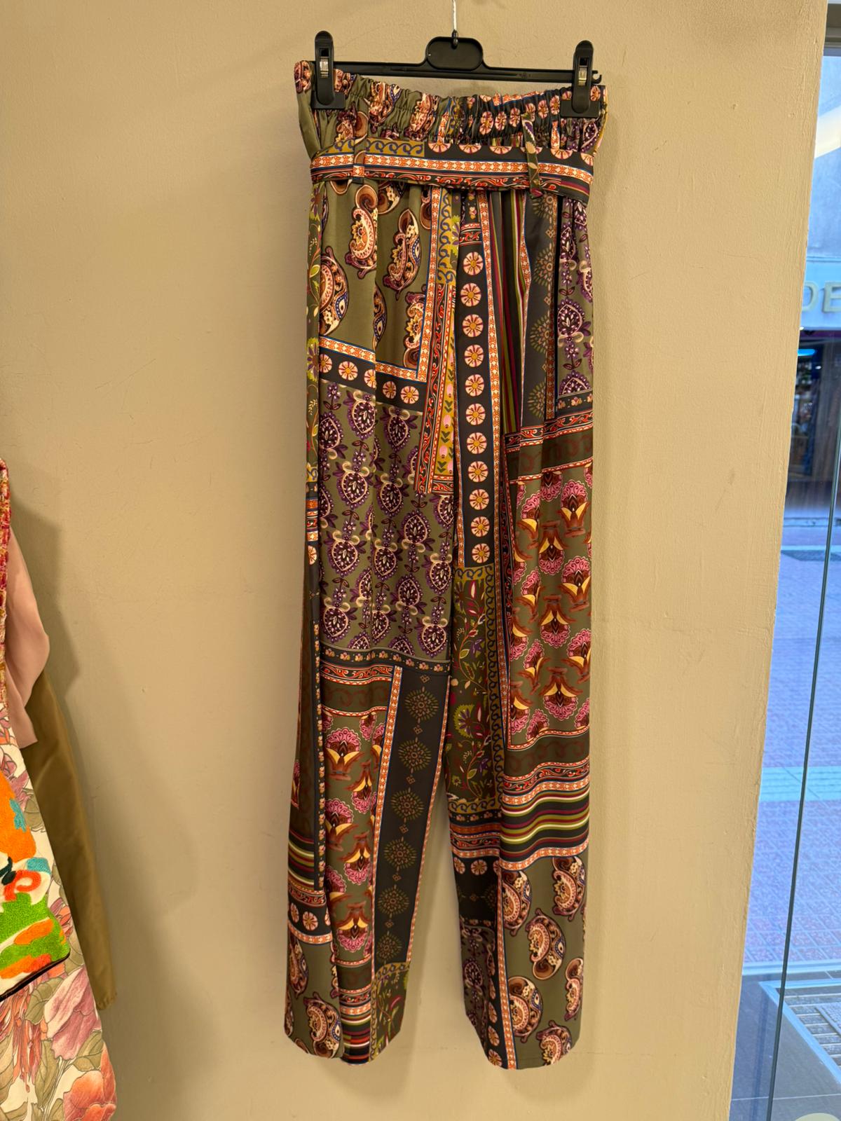 Pantalón Wide Leg Patchwork Paisley Multicolor