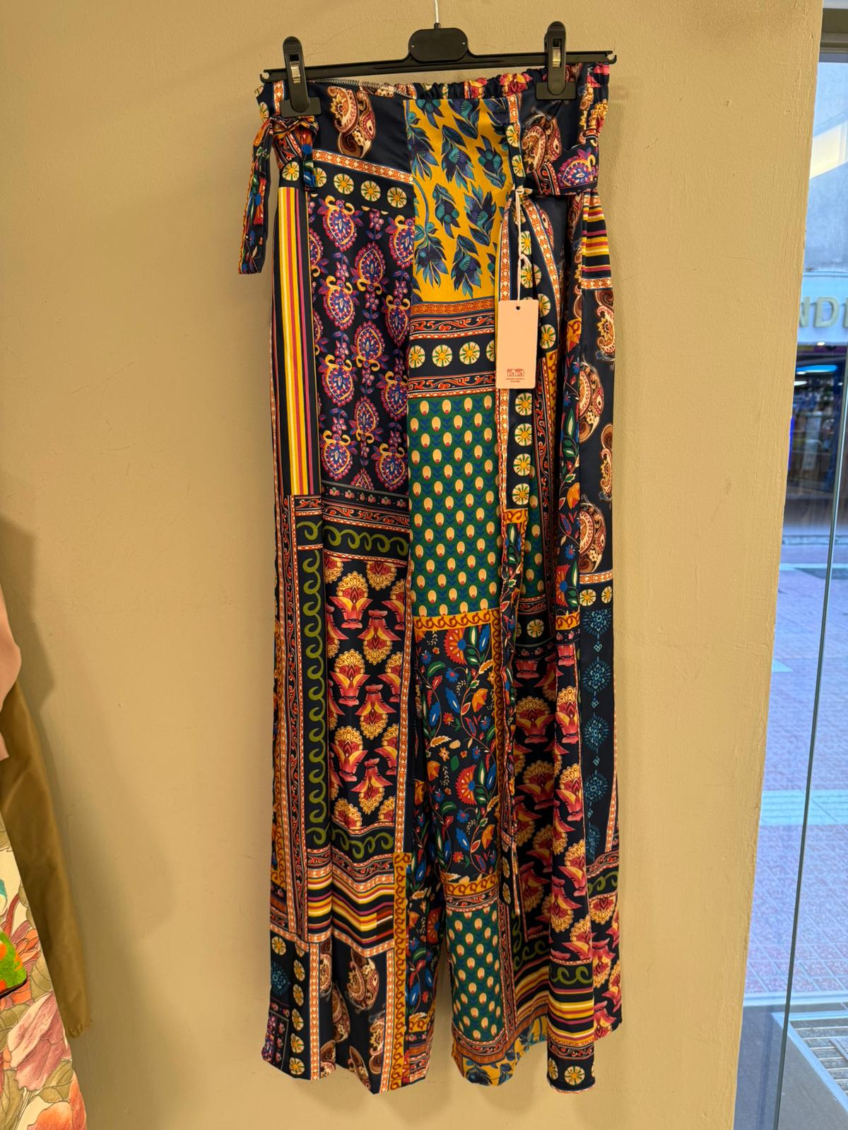Pantalón Wide Leg Patchwork Paisley Multicolor