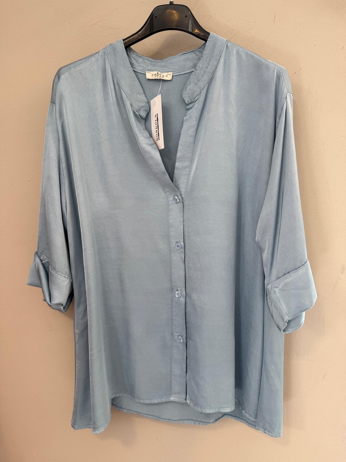 Camisa satinada cuello mao