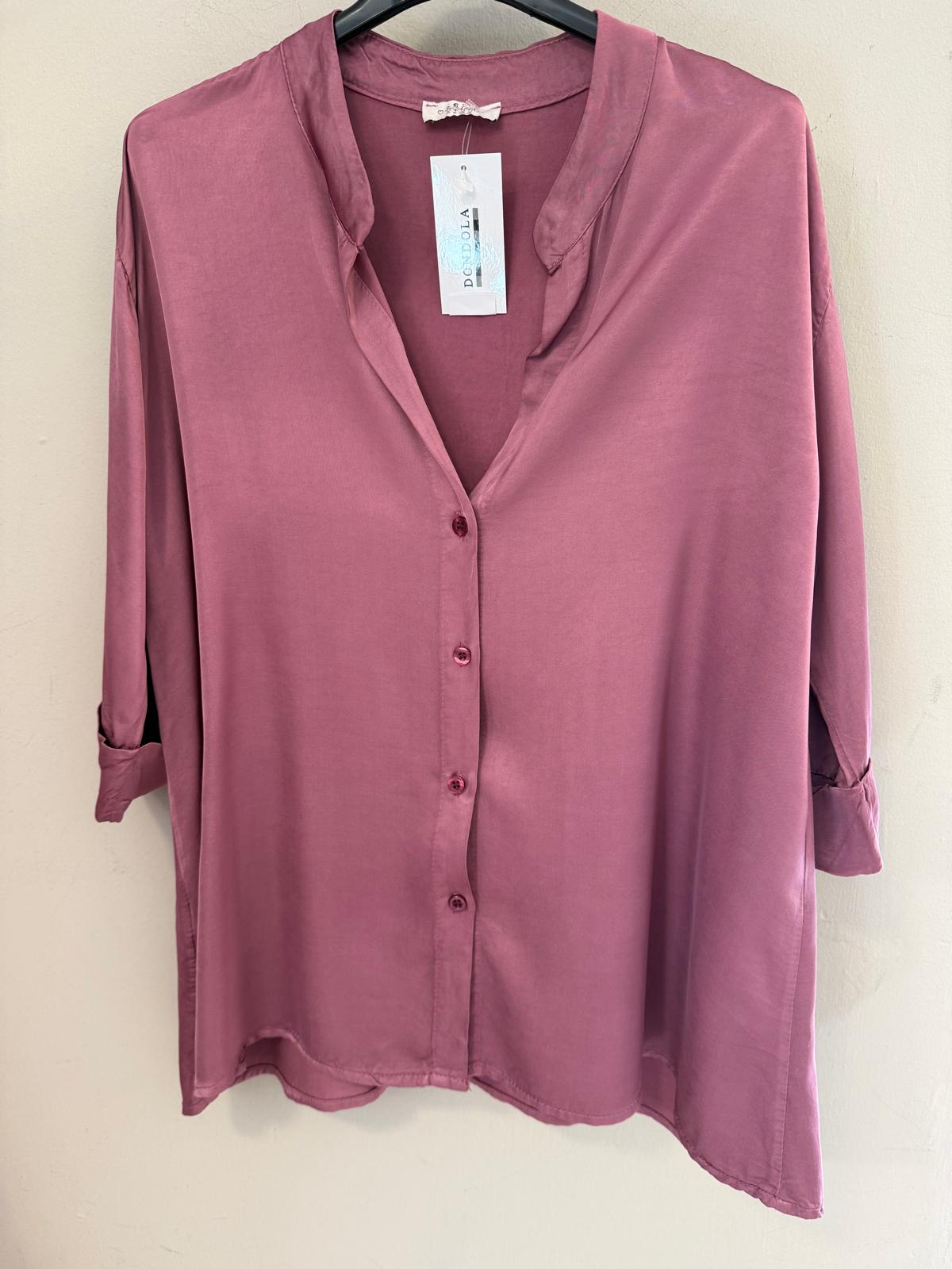 Camisa satinada cuello mao