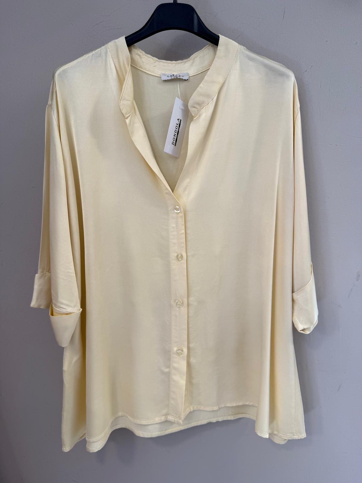 Camisa satinada cuello mao