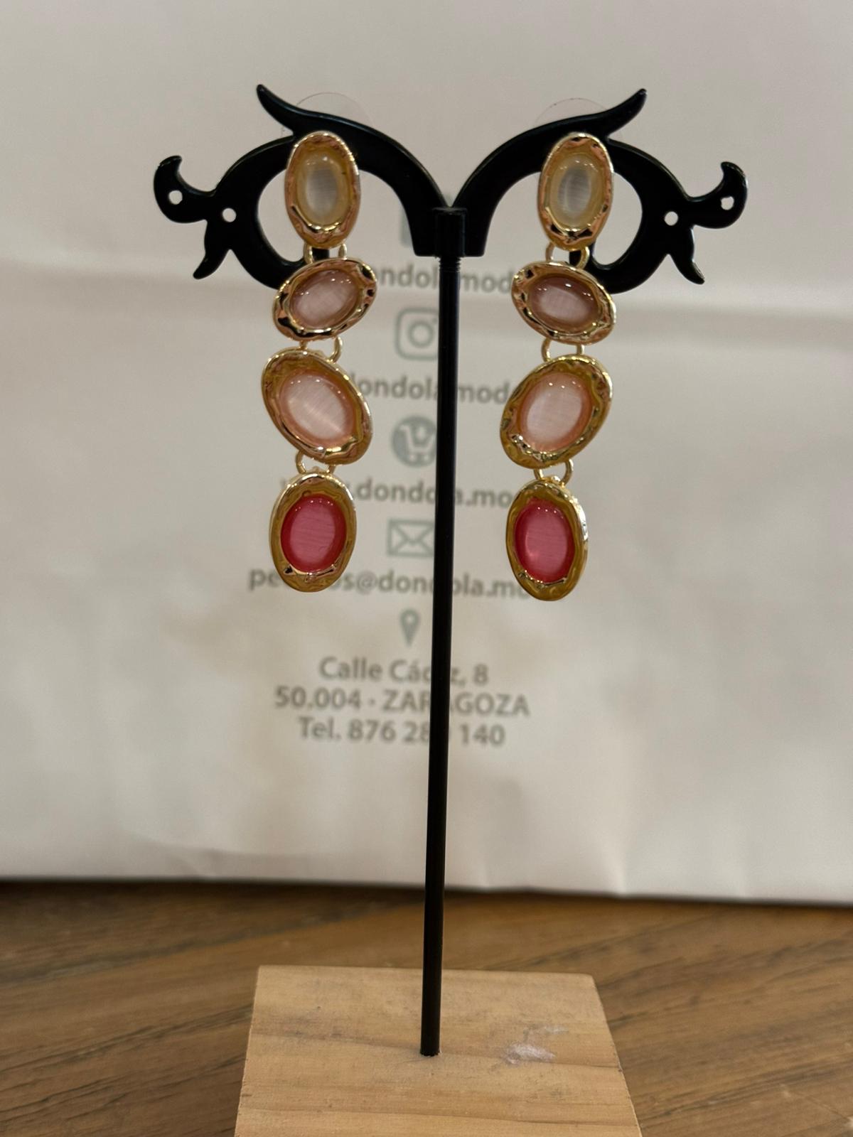 Pendientes Largos Piedras Ovaladas
