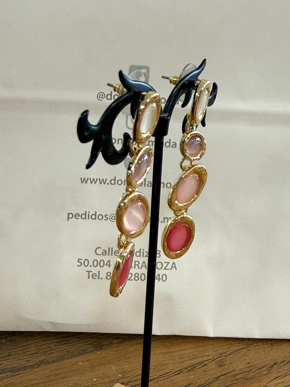 Pendientes Largos Piedras Ovaladas