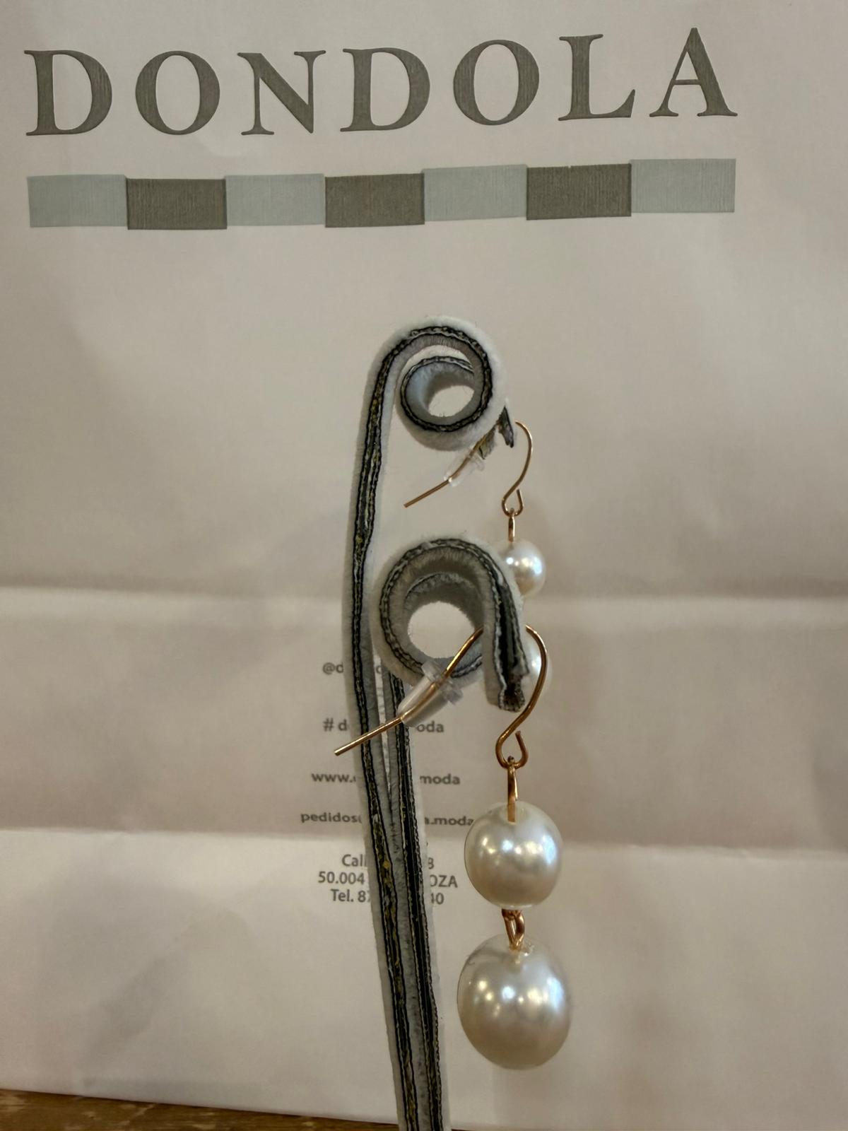 Pendientes Largos Dos Perlas