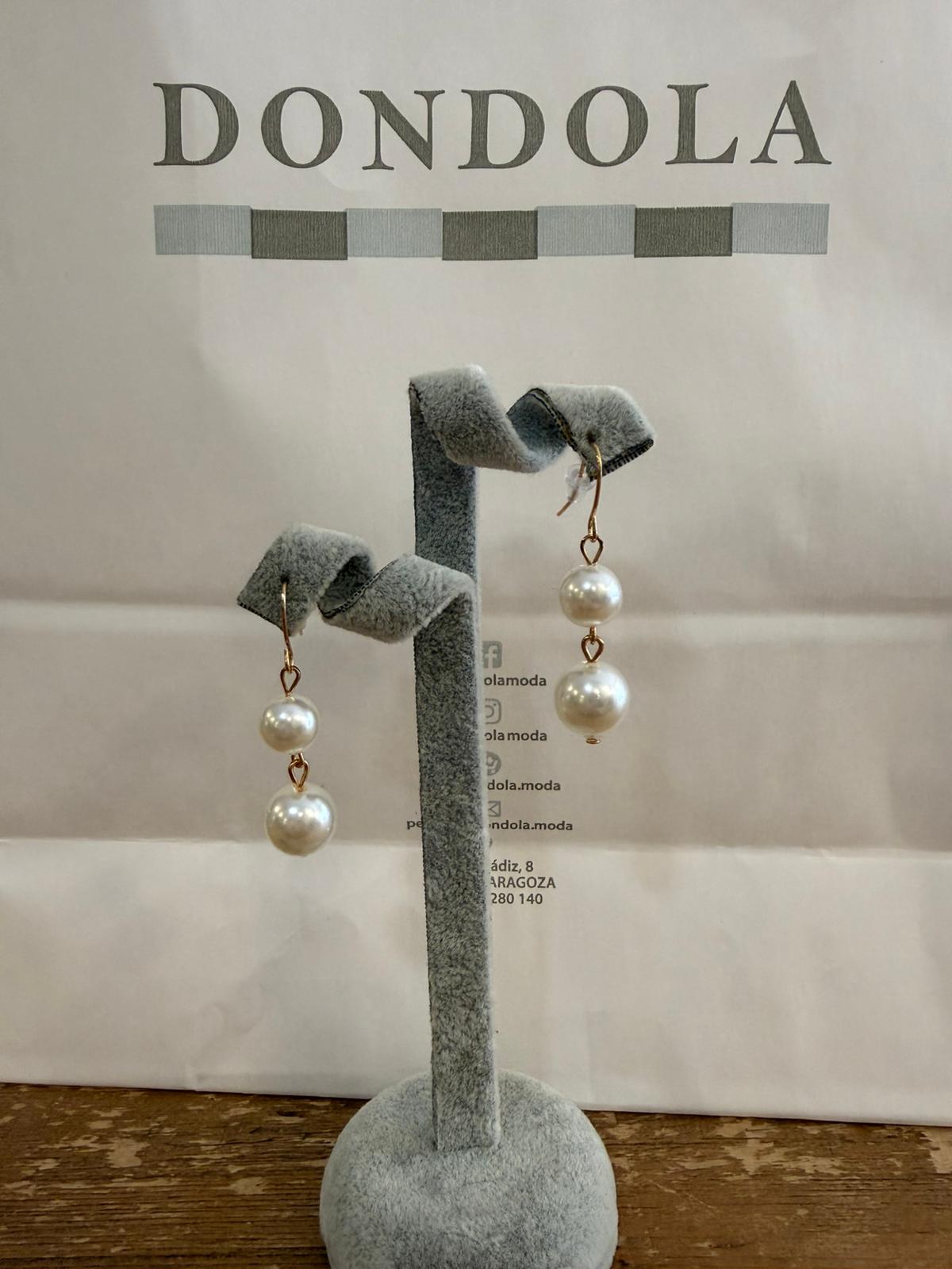 Pendientes Largos Dos Perlas