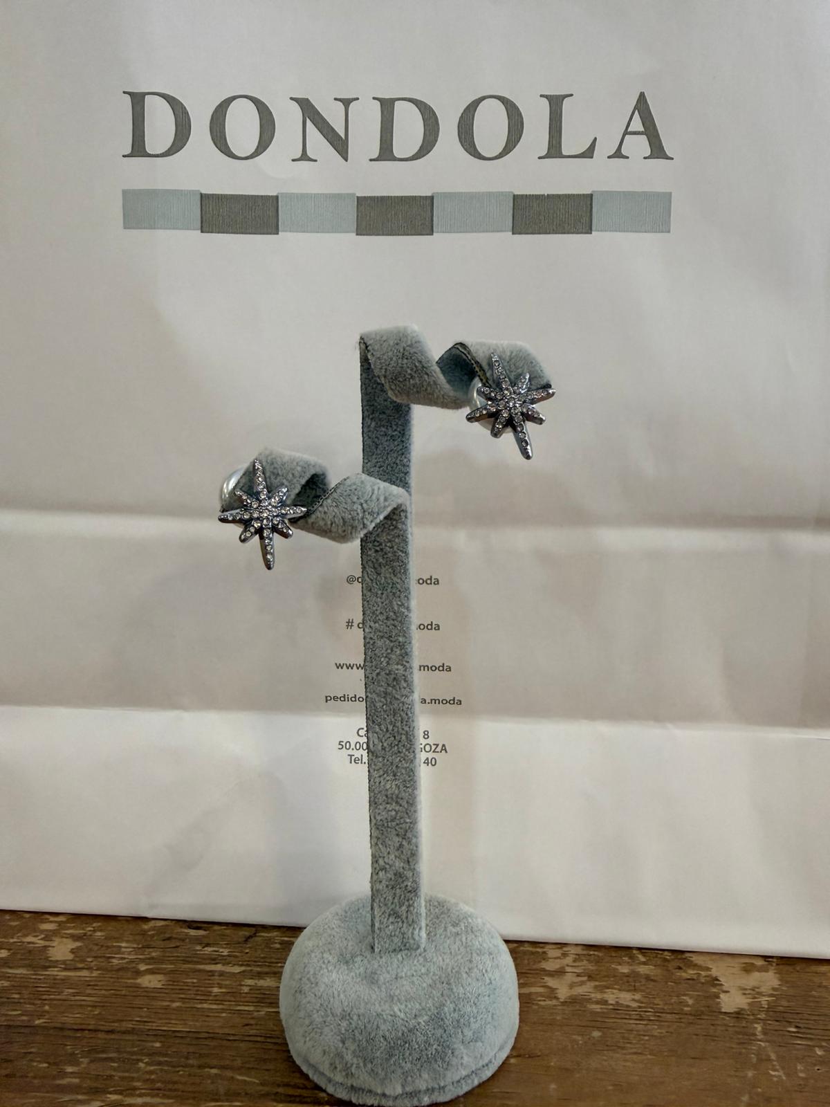 Pendientes Botón Estrella  Brillos y Cierre Perla