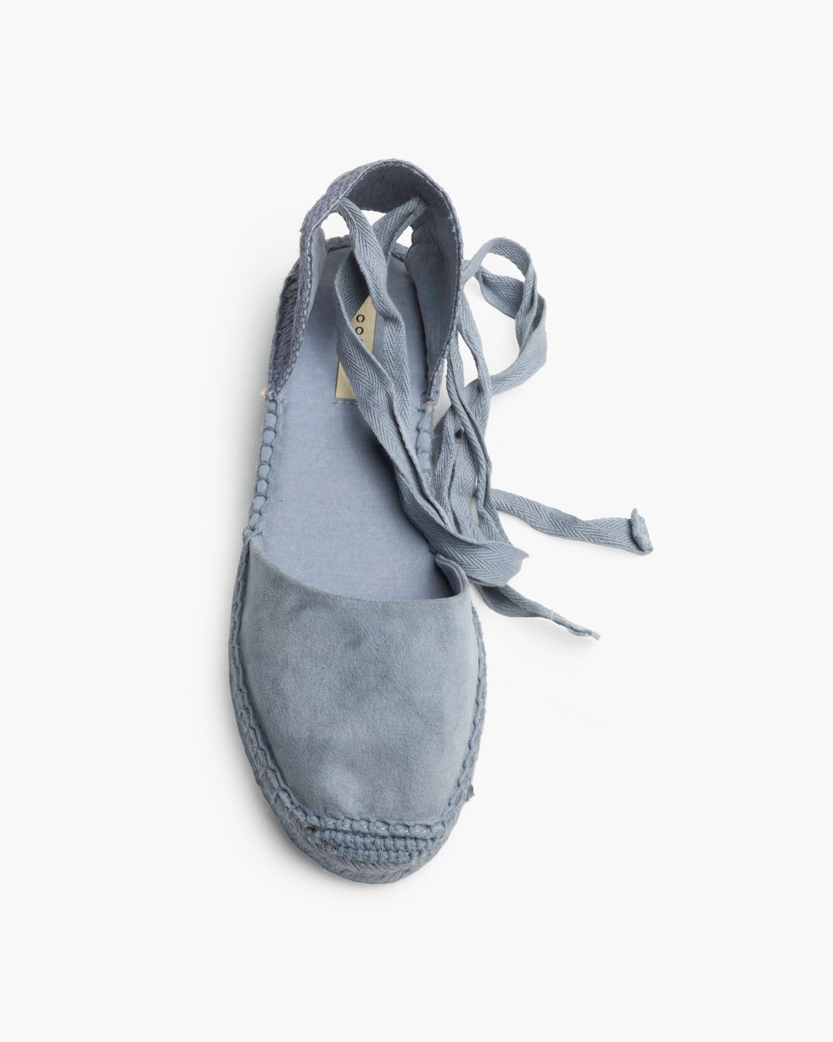Esparteña azul claro tacón 3 cm lazada