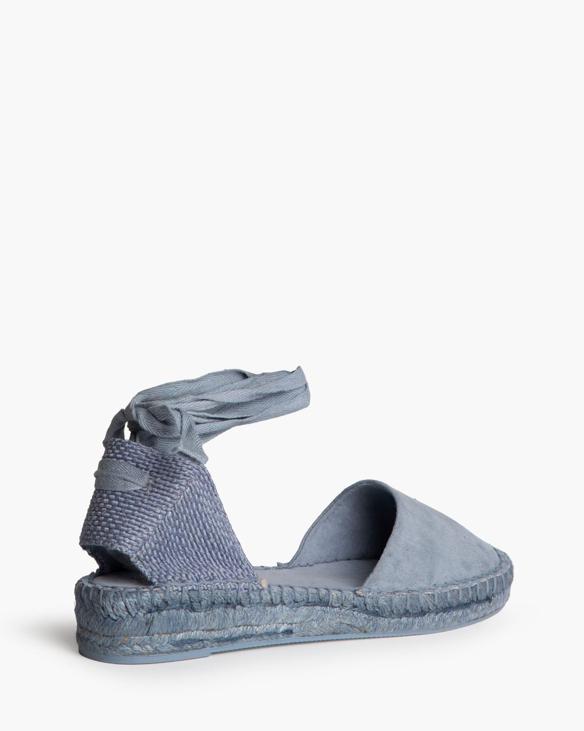 Esparteña azul claro tacón 3 cm lazada