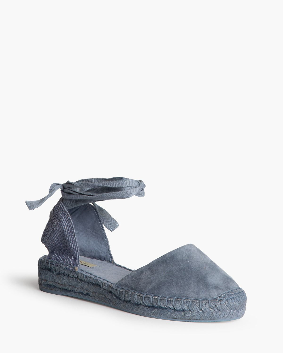 Esparteña azul claro tacón 3 cm lazada