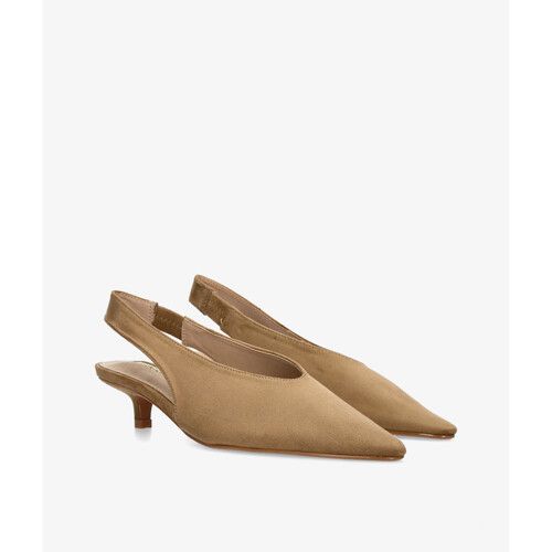 Zapato Salón Destalonado Taupe tacón 4 cm