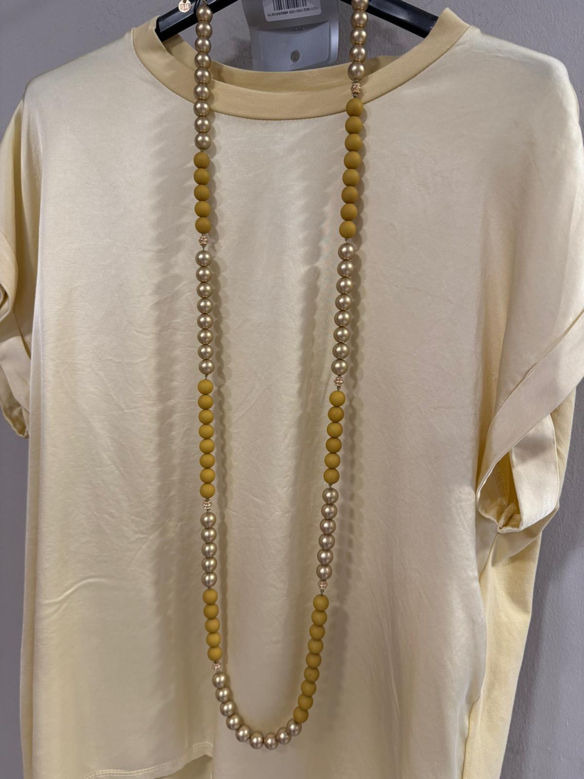 Collar Largo Piezas Redondas Resina y Dorado