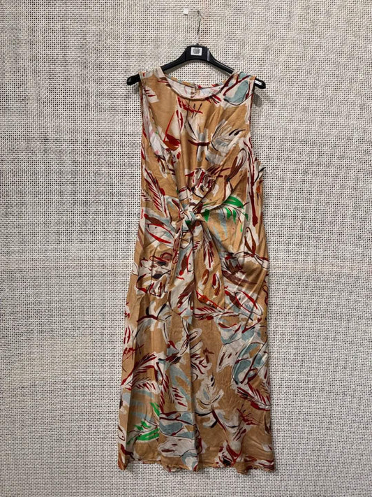 Vestido camel Estampado con Lazada Lateral