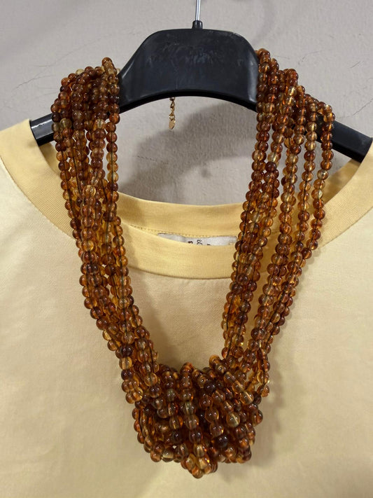 Collar Corto Multivuelta Nudo Resina Pulida