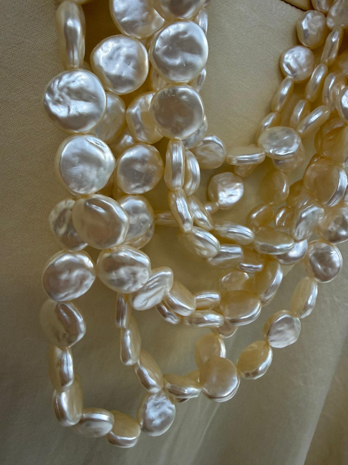 Collar Efecto Perla Redonda Plana