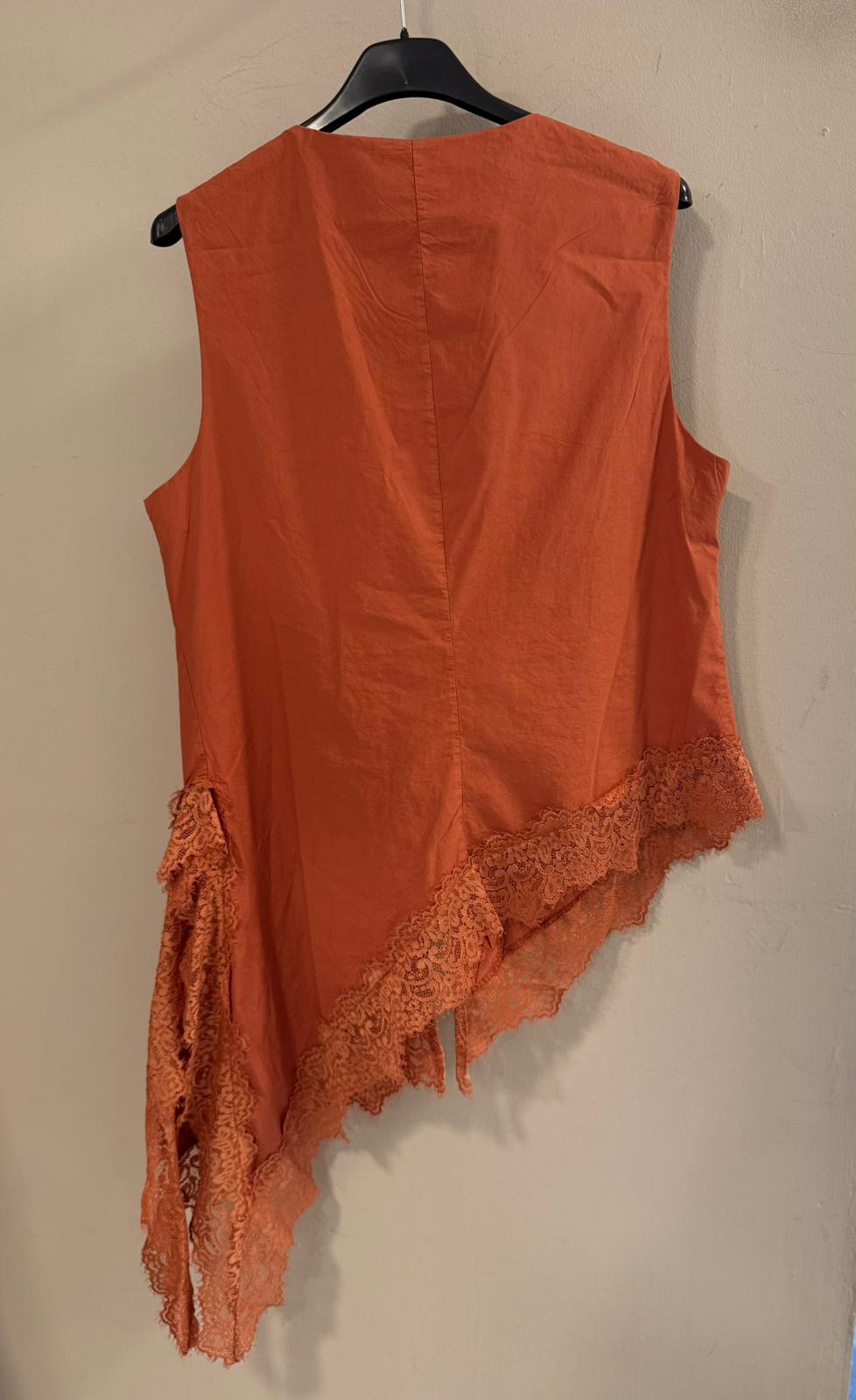 Top  Escote Pico acabado Encaje