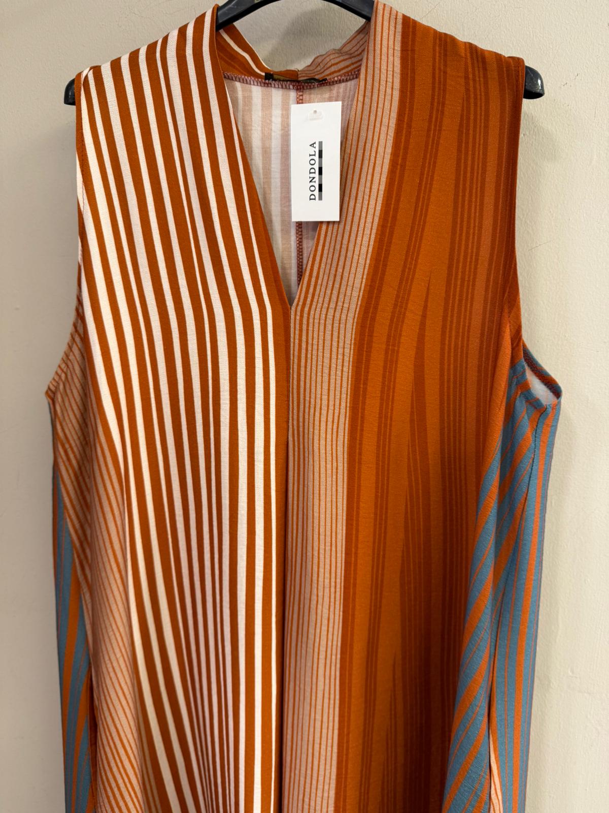 Vestido Largo Rayas sin Mangas Escote Pico