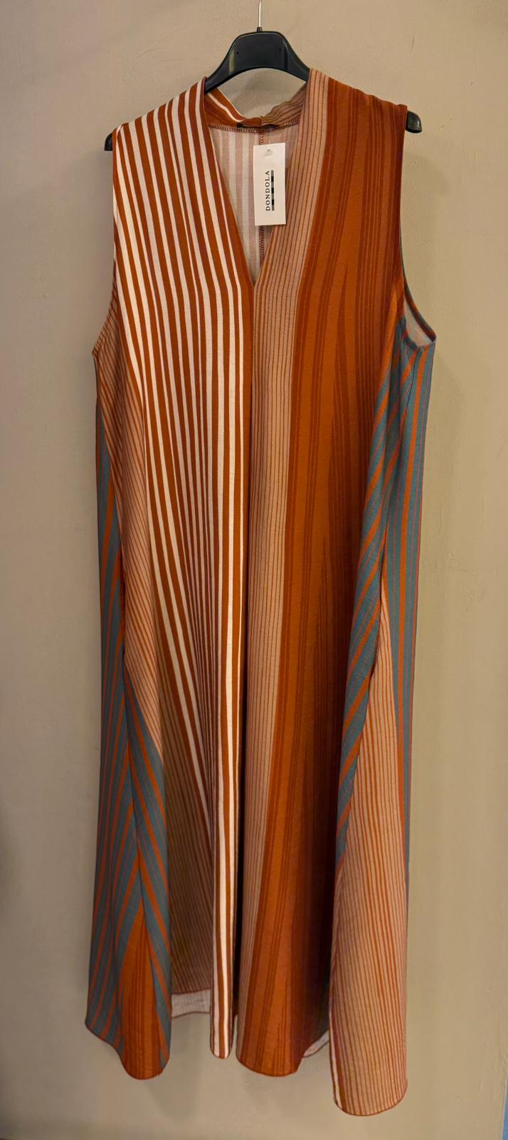 Vestido Largo Rayas sin Mangas Escote Pico