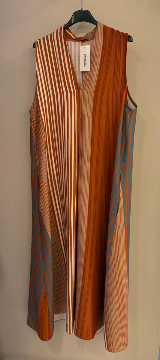 Vestido Largo Rayas sin Mangas Escote Pico