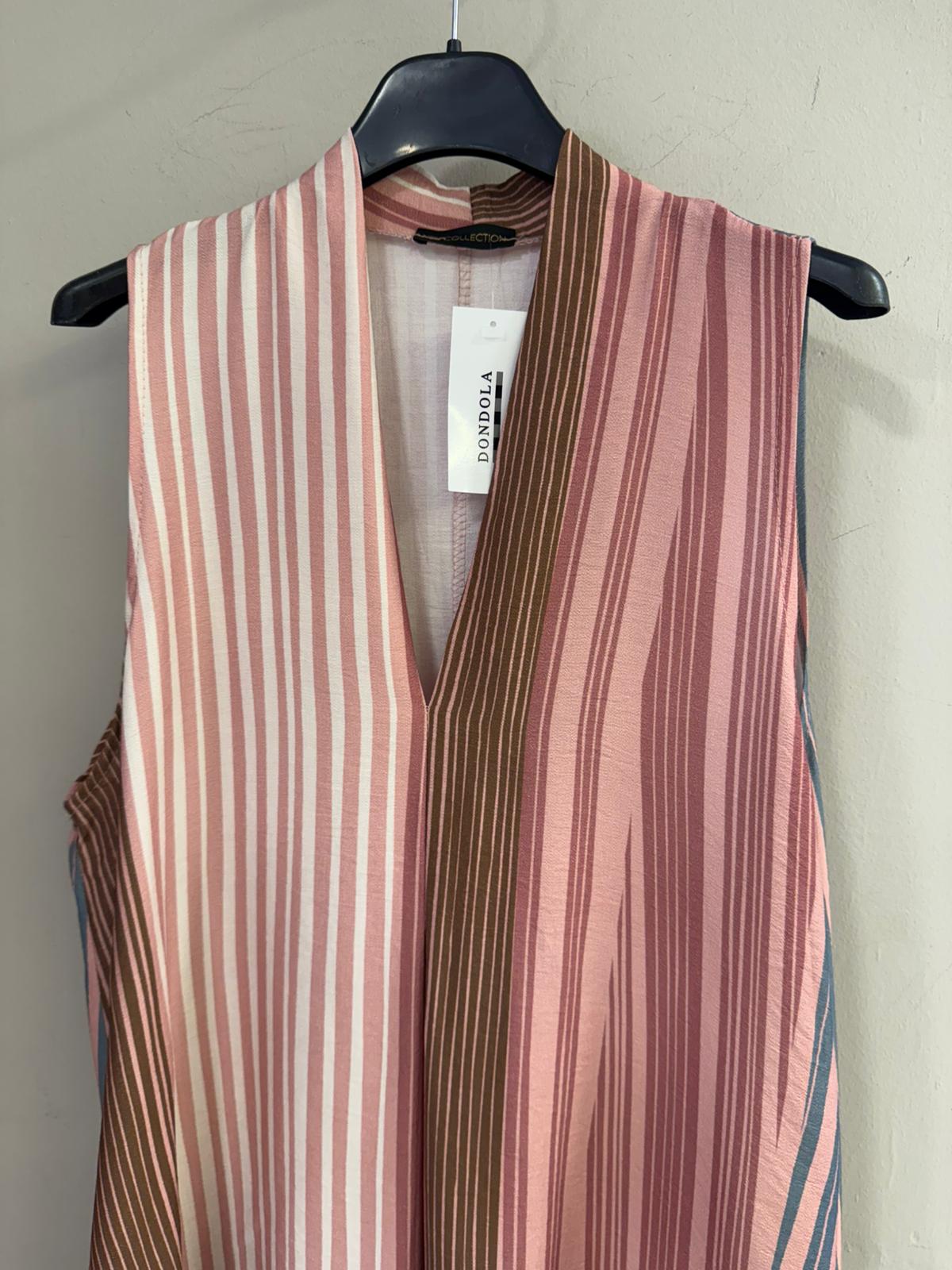 Vestido Largo Rayas sin Mangas Escote Pico