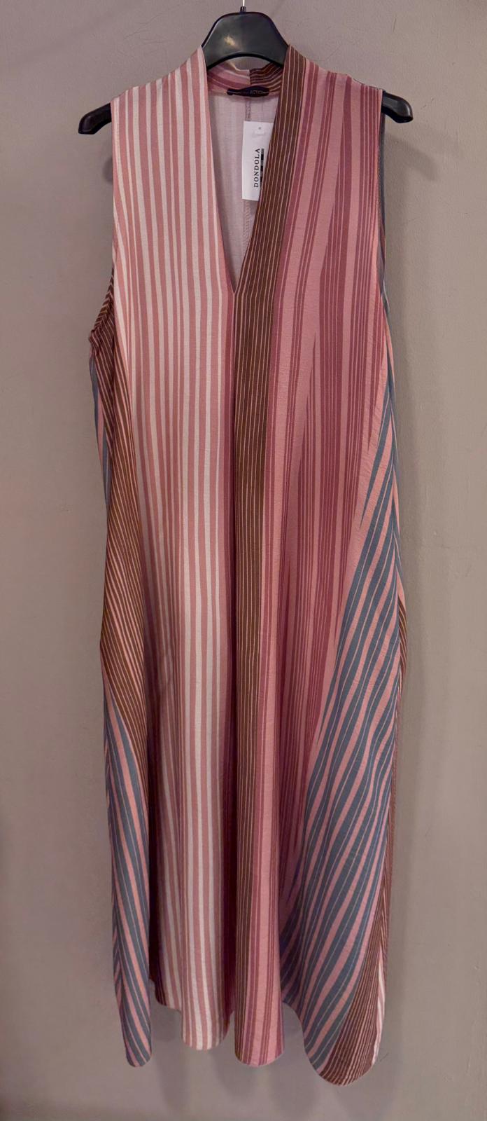 Vestido Largo Rayas sin Mangas Escote Pico