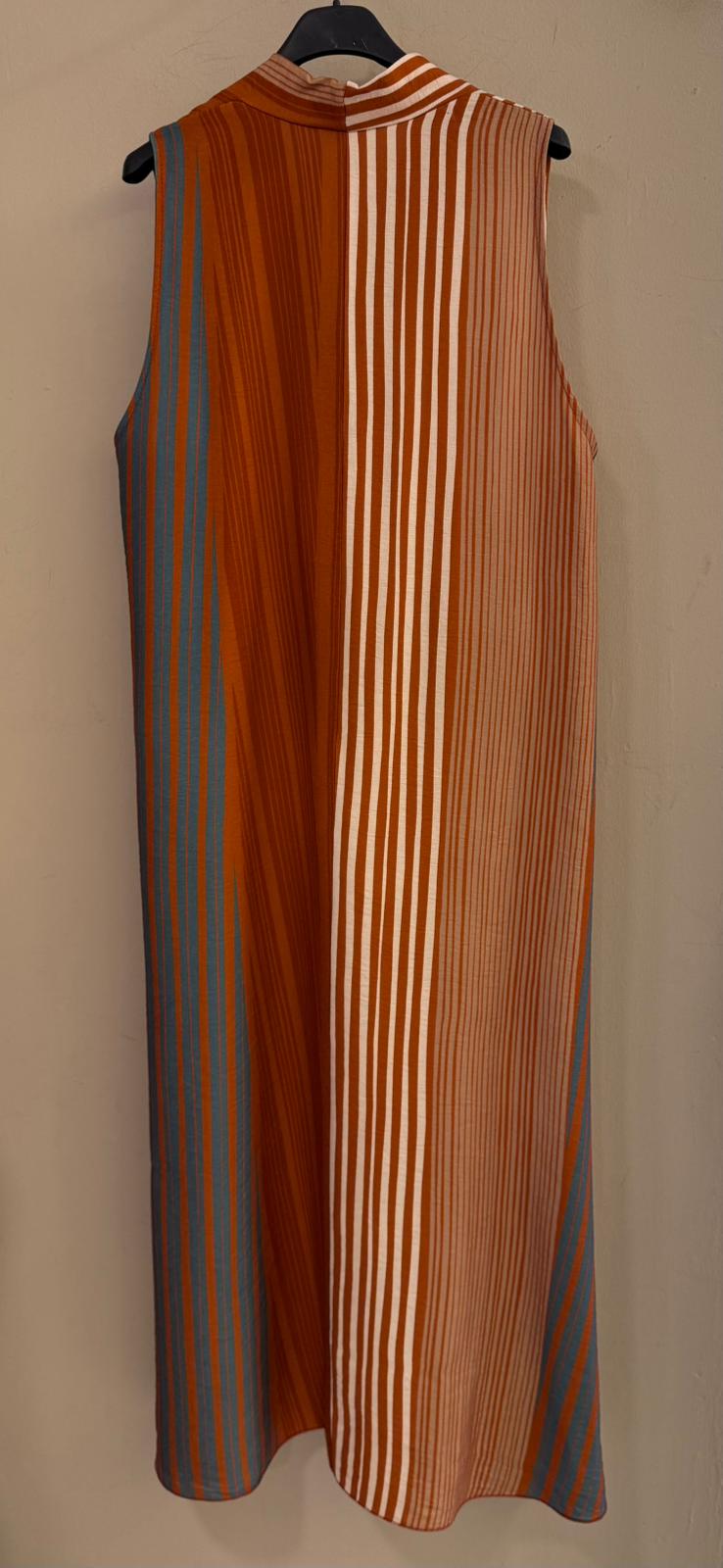 Vestido Largo Rayas sin Mangas Escote Pico