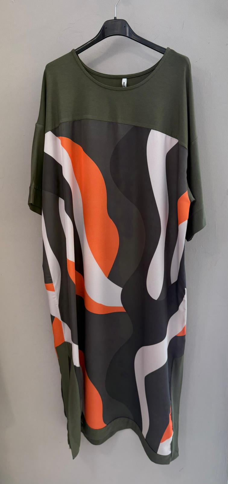 Vestido Kaftan Bimateria verde Kaki