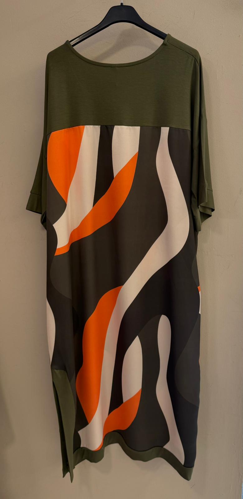 Vestido Kaftan Bimateria verde Kaki