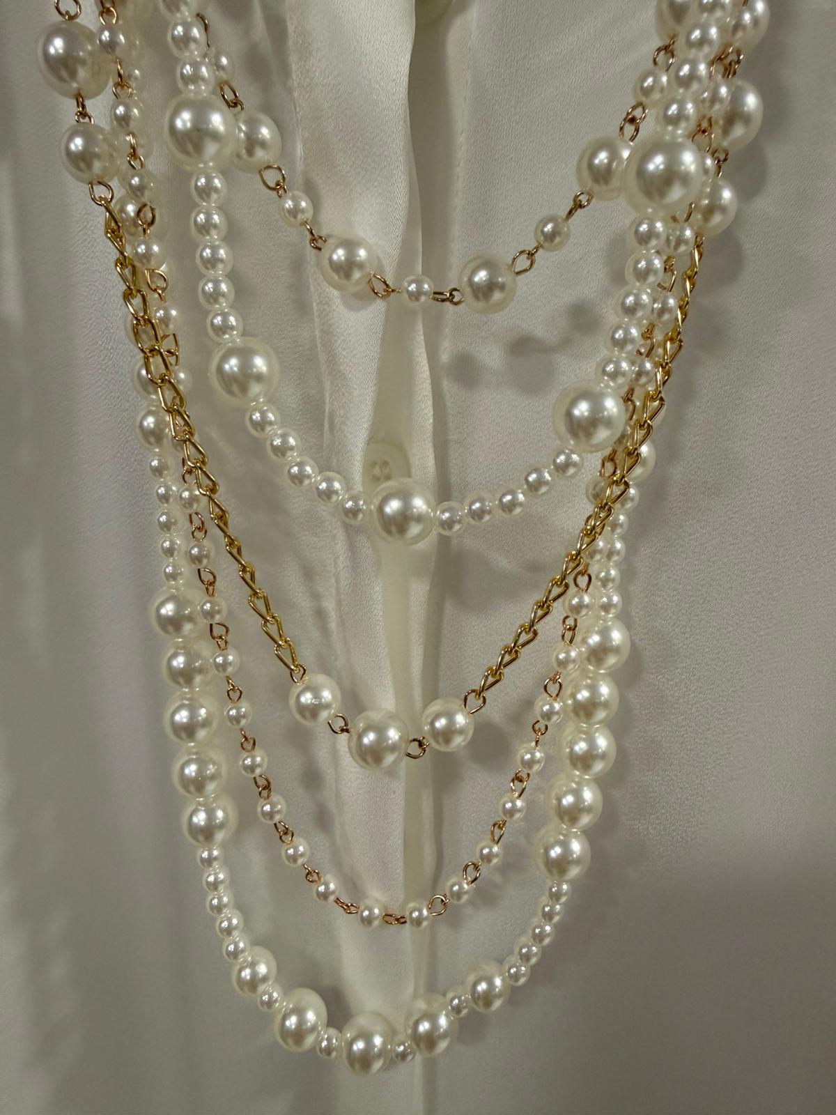 Collar Perlas y Cadena Multivuelta