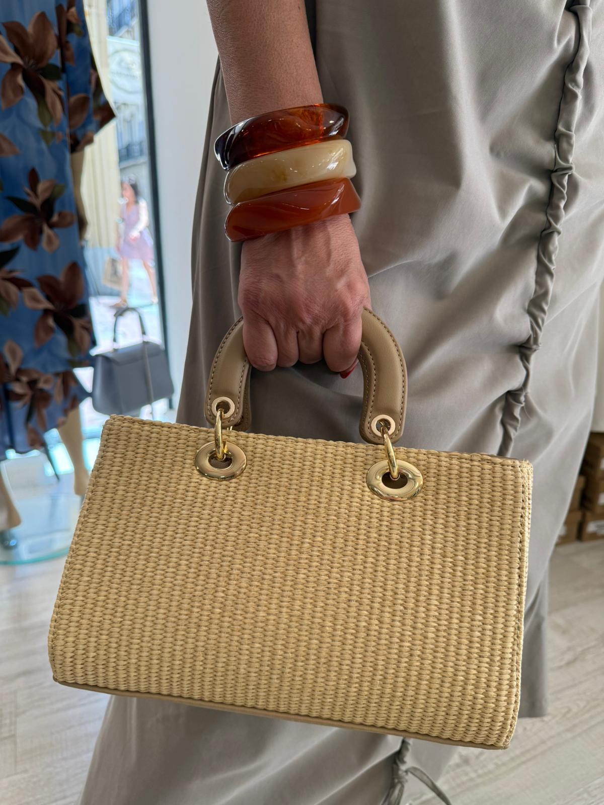 Bolso Mano Rafia Asas rígidas