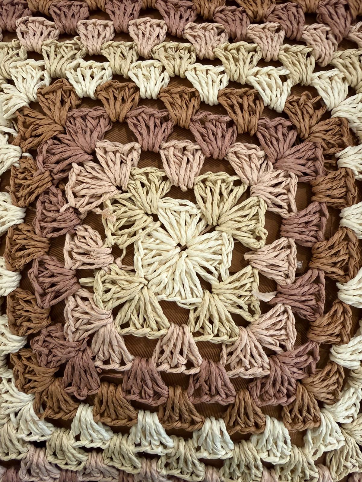 Bolso Crochet Fibra Natural Asas Madera
