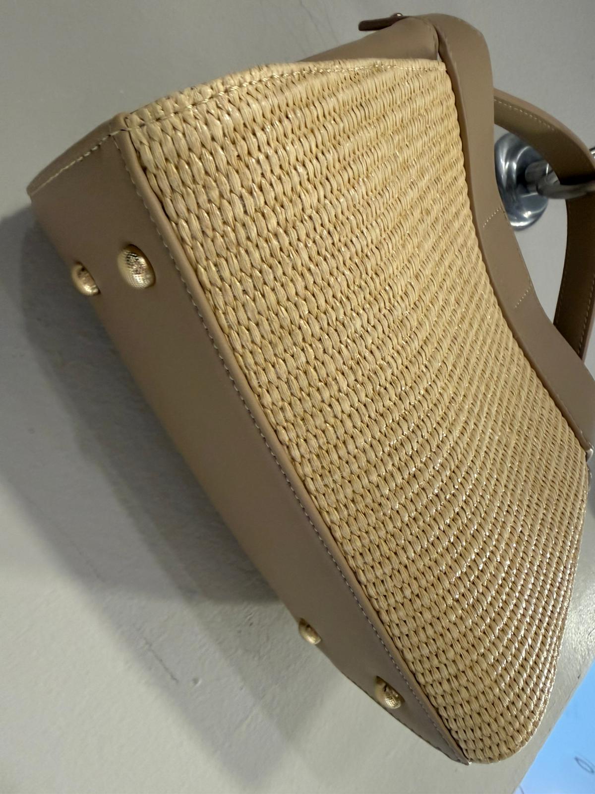 Bolso Rafia Combi Piel Sintética Topo