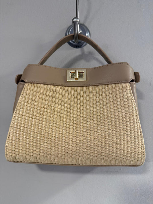 Bolso Rafia Combi Piel Sintética Topo