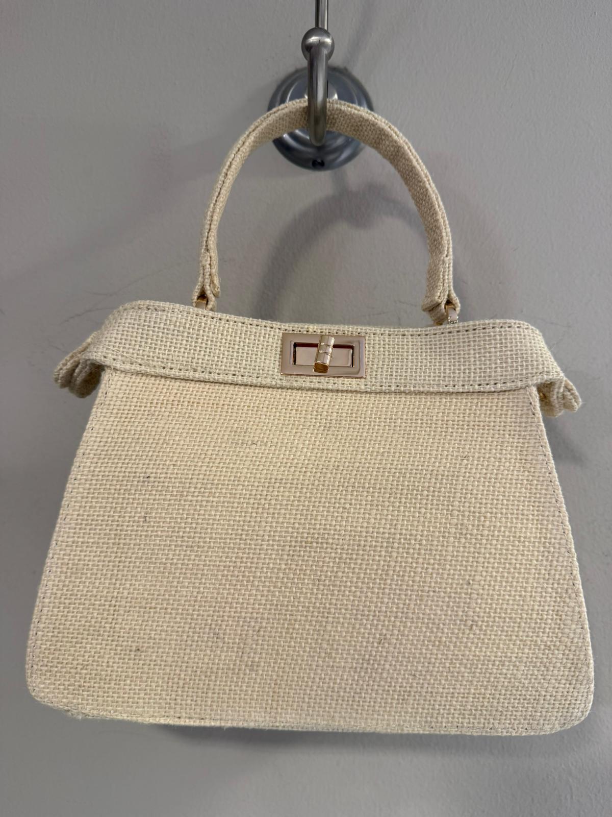Bolso Rafia Natural Doble Compartimento