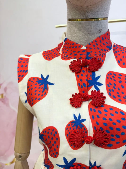 Chaleco Fresas Acabado Peplum