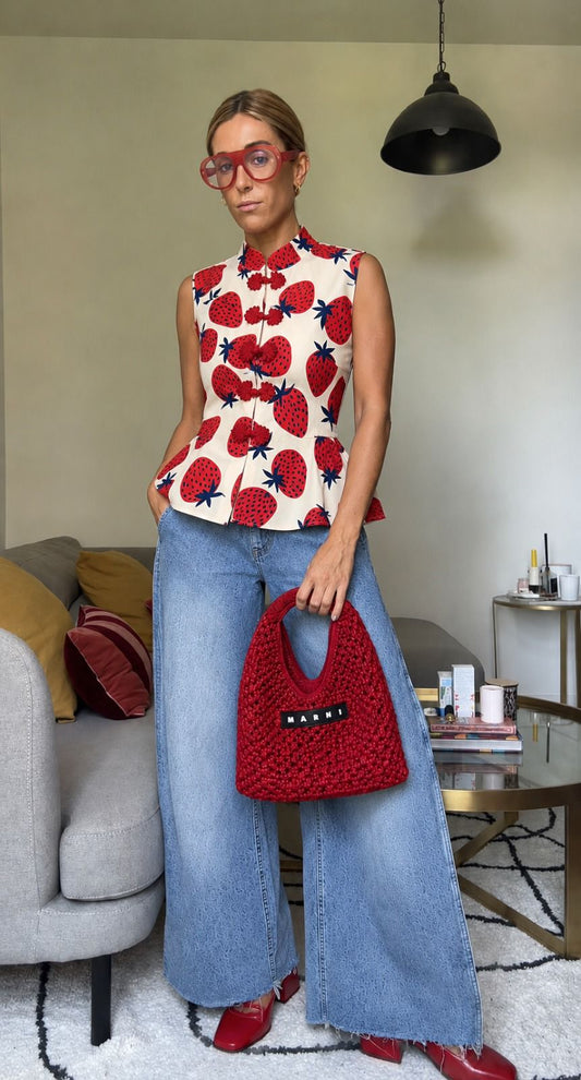 Chaleco Fresas Acabado Peplum