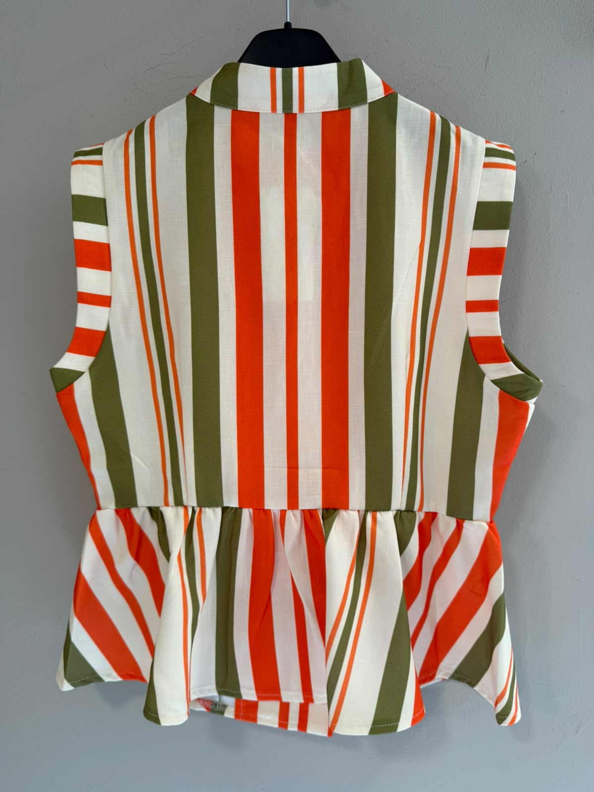 Chaleco rayas naranjas/verdes acabado peplum