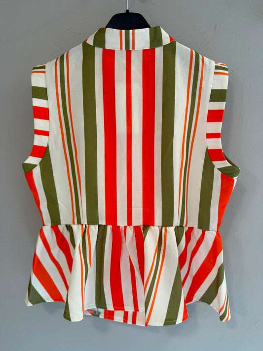 Chaleco rayas naranjas/verdes acabado peplum