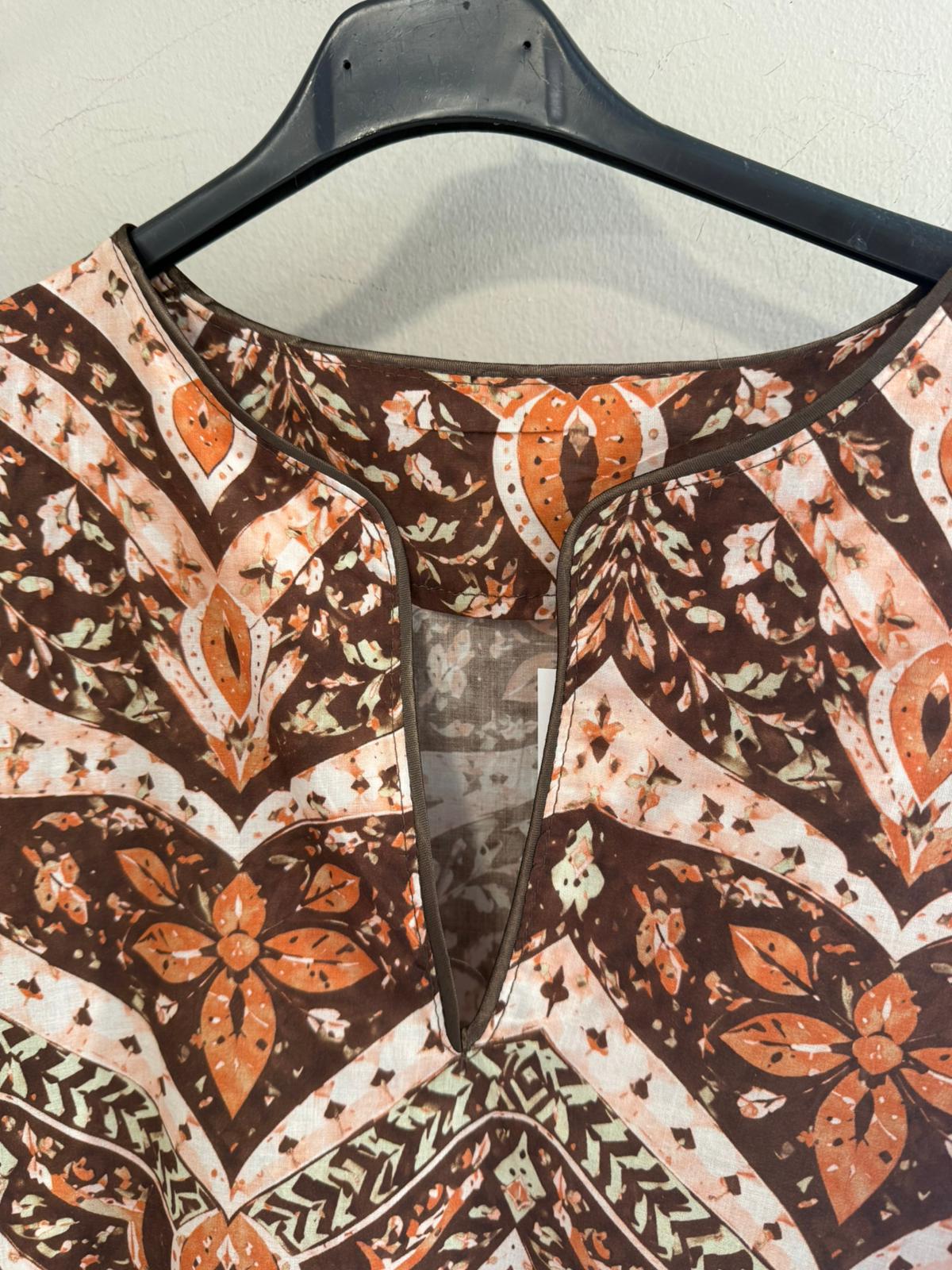 Vestido estilo túnica estampado 100% algodón