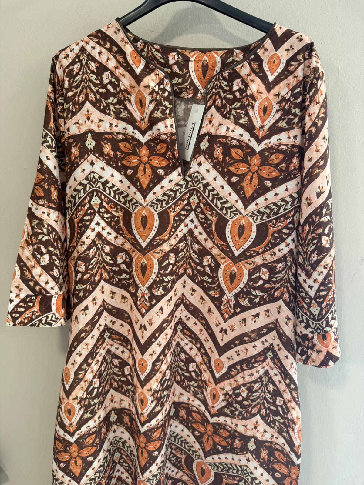 Vestido estilo túnica estampado 100% algodón